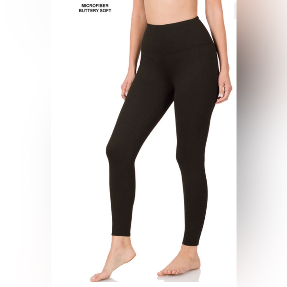 Zenana Outfitters Black High-Waist Microfiber Leggings